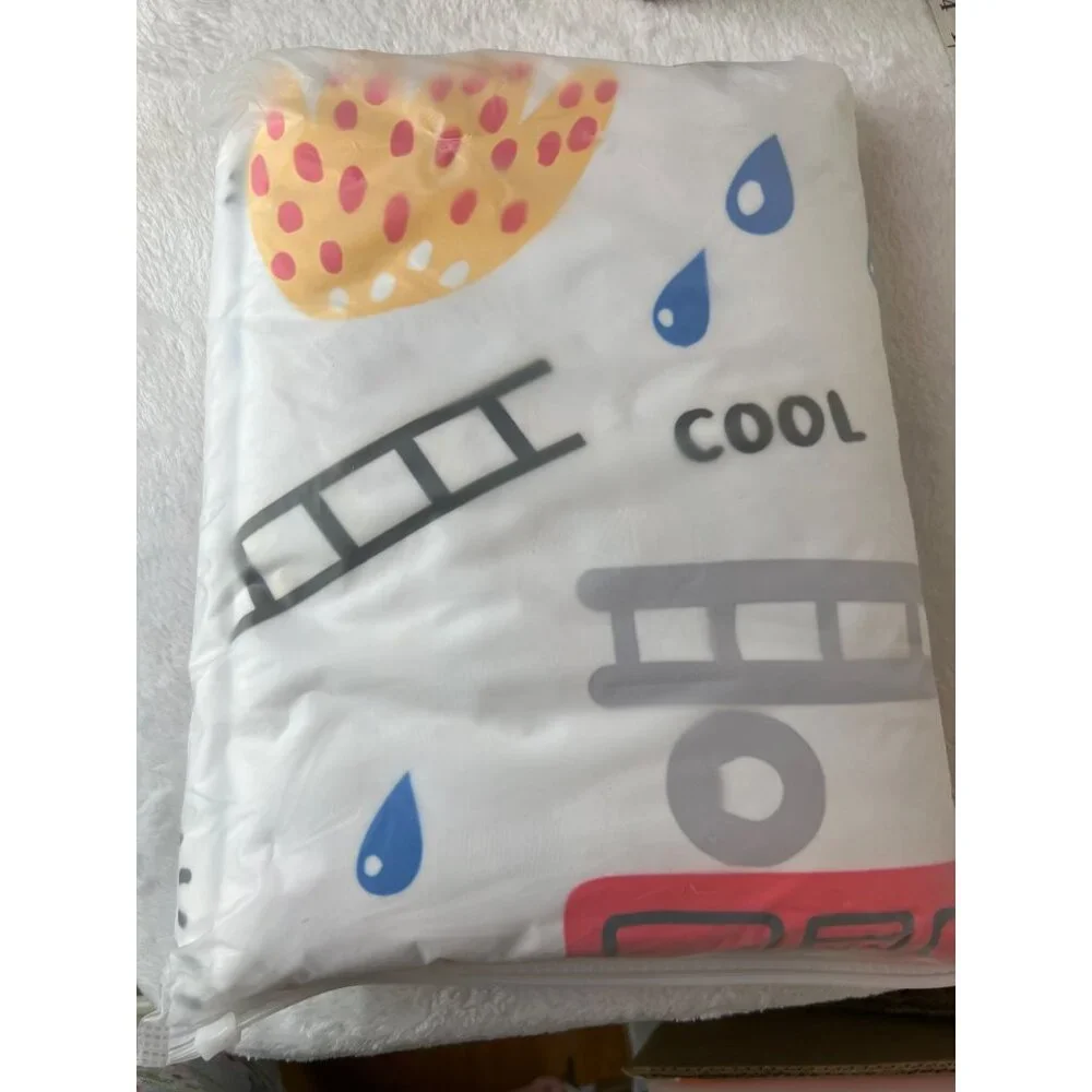 BESTDESIL Kids Duvet Cover Set 3 PC Pillowcases Firetruck Fire Engine NEW King S